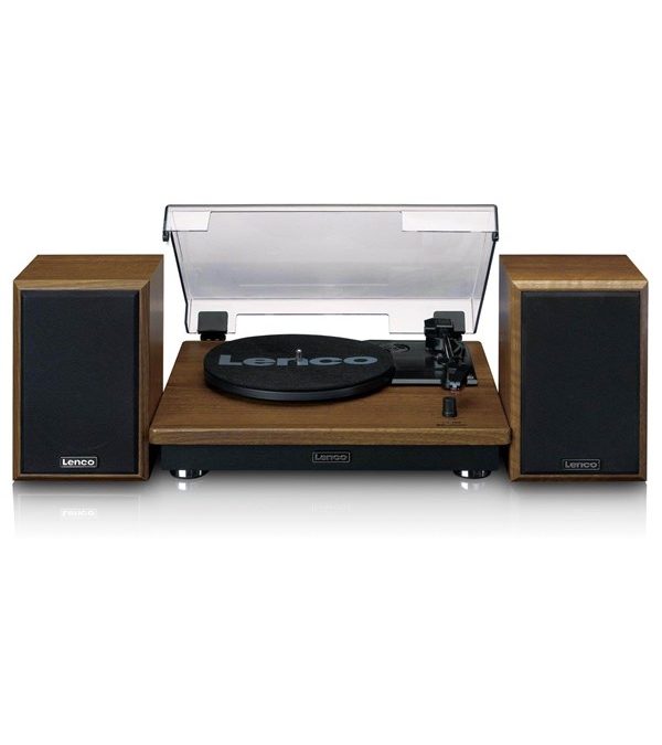 Lenco Turntable with BT and 2 external speakers – Pladespiller Brun