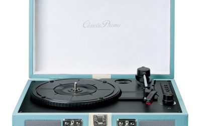 Lenco Suitcase turntable with BT and built-in speakers – Pladespiller Blå