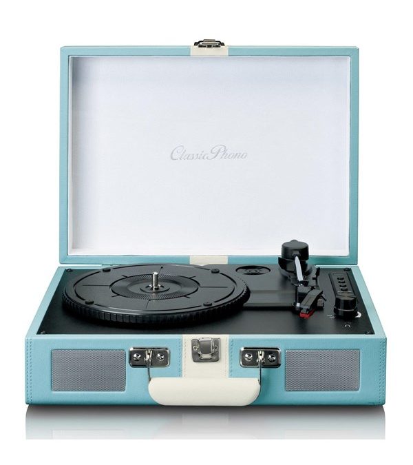 Lenco Suitcase turntable with BT and built-in speakers – Pladespiller Blå